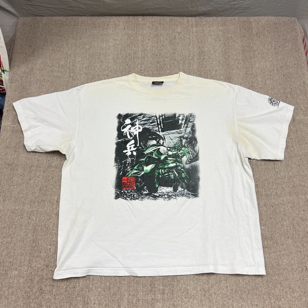 Vintage Zooks Jean Shirt Mens 2XL White 2000s Y2K Cyber Grunge Techno JNCO - Picture 1 of 12